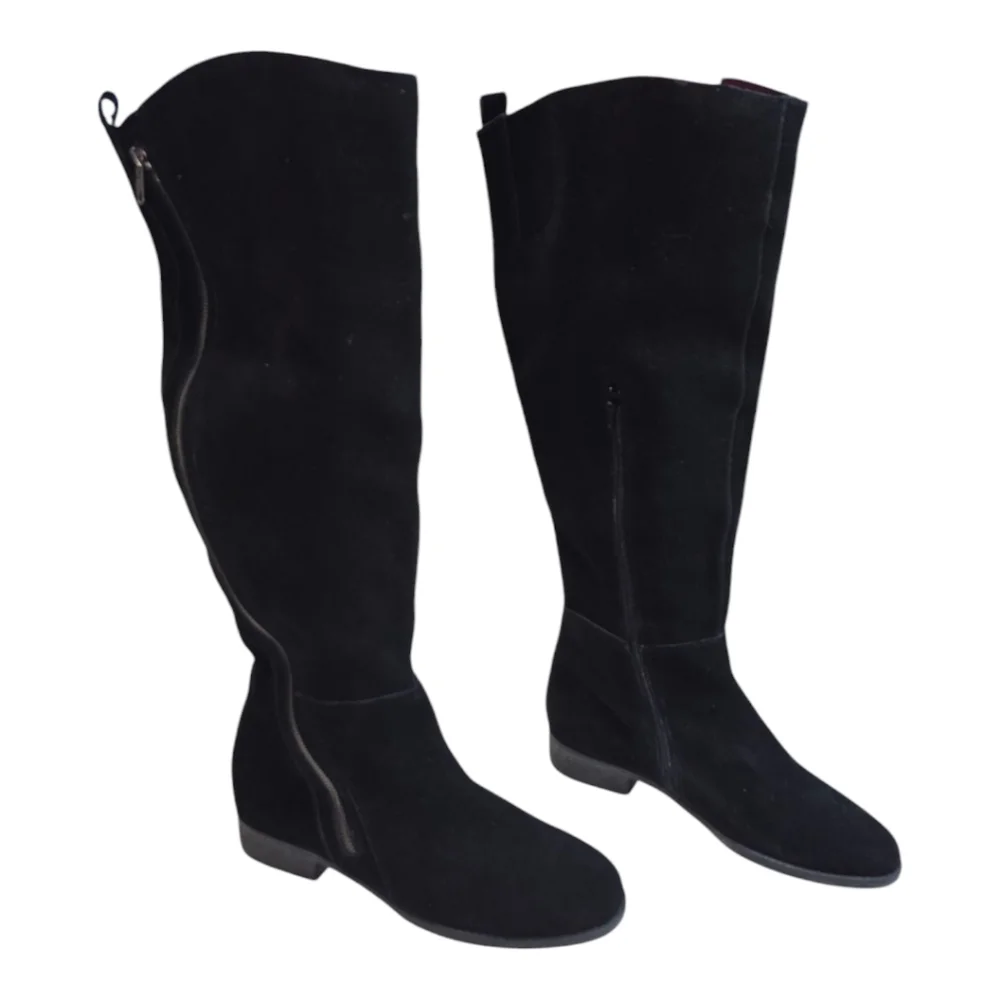 Matisse SCARLET Black Suede Leather TALL Boots Size 6.5 WIDE‎ CALF